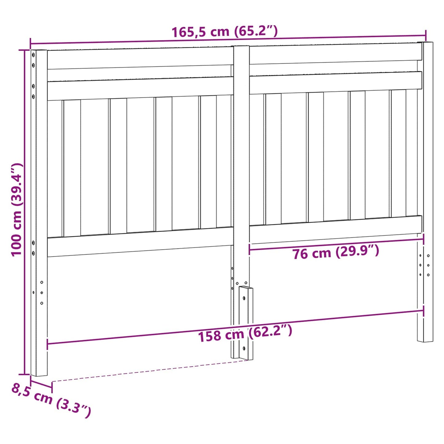 Hoofdbord Met Hoofdeinde 165,5 X 100 Cm 166 x 100 cm Wasbruin
