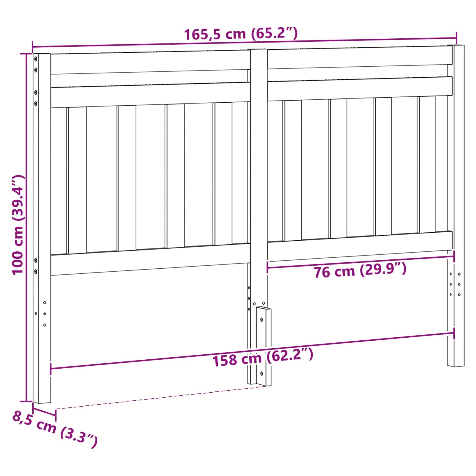 Hoofdbord Met Hoofdeinde 165,5 X 100 Cm 166 x 100 cm Wasbruin