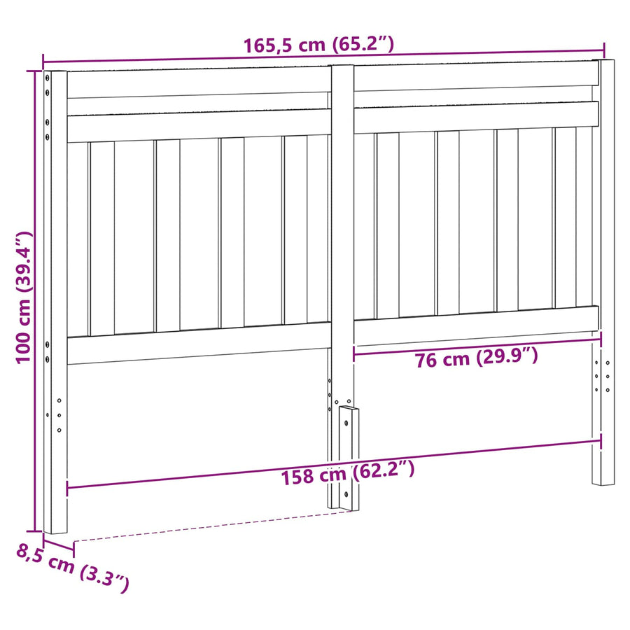 Hoofdbord Met Hoofdeinde 165,5 X 100 Cm 166 x 100 cm Wasbruin