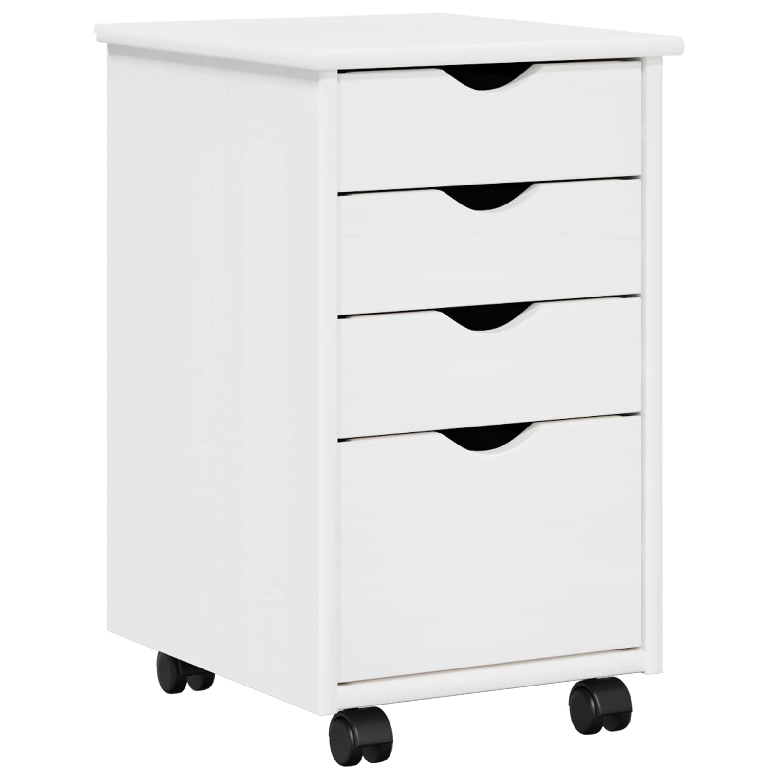 Rolling Kast met wiel Wit 34 x 39 x 56 cm Massief Vurenhout