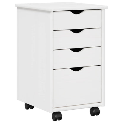 Rolling Kast met wiel Wit 34 x 39 x 56 cm Massief Vurenhout