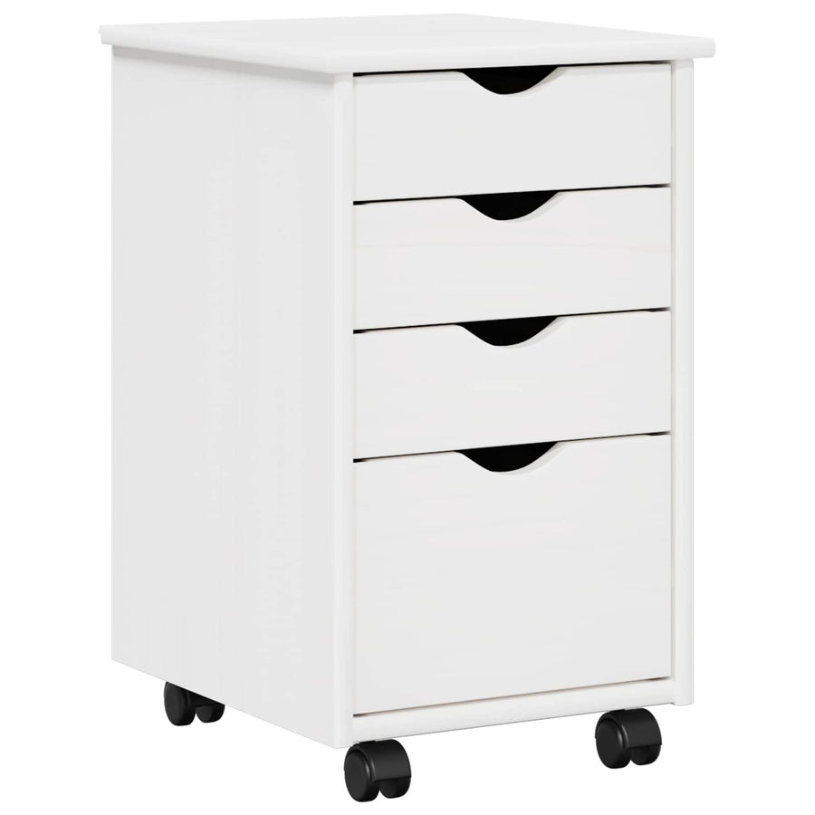 Rolling Kast met wiel Wit 34 x 39 x 56 cm Massief Vurenhout