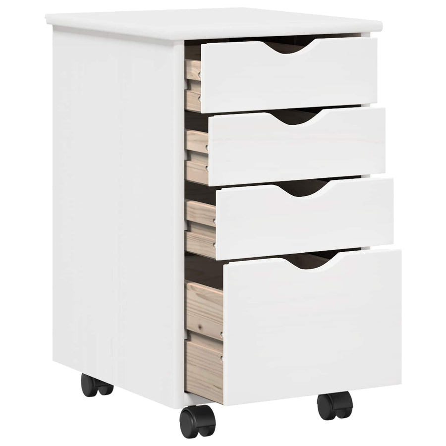 Rolling Kast met wiel Wit 34 x 39 x 56 cm Massief Vurenhout