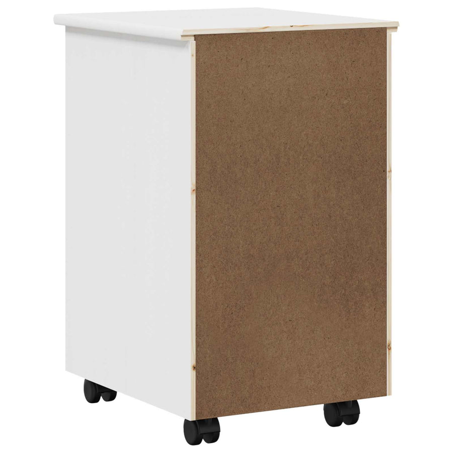 Rolling Kast met wiel Wit 34 x 39 x 56 cm Massief Vurenhout