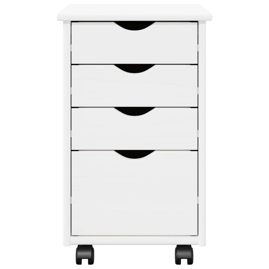 Rolling Kast met wiel Wit 34 x 39 x 56 cm Massief Vurenhout