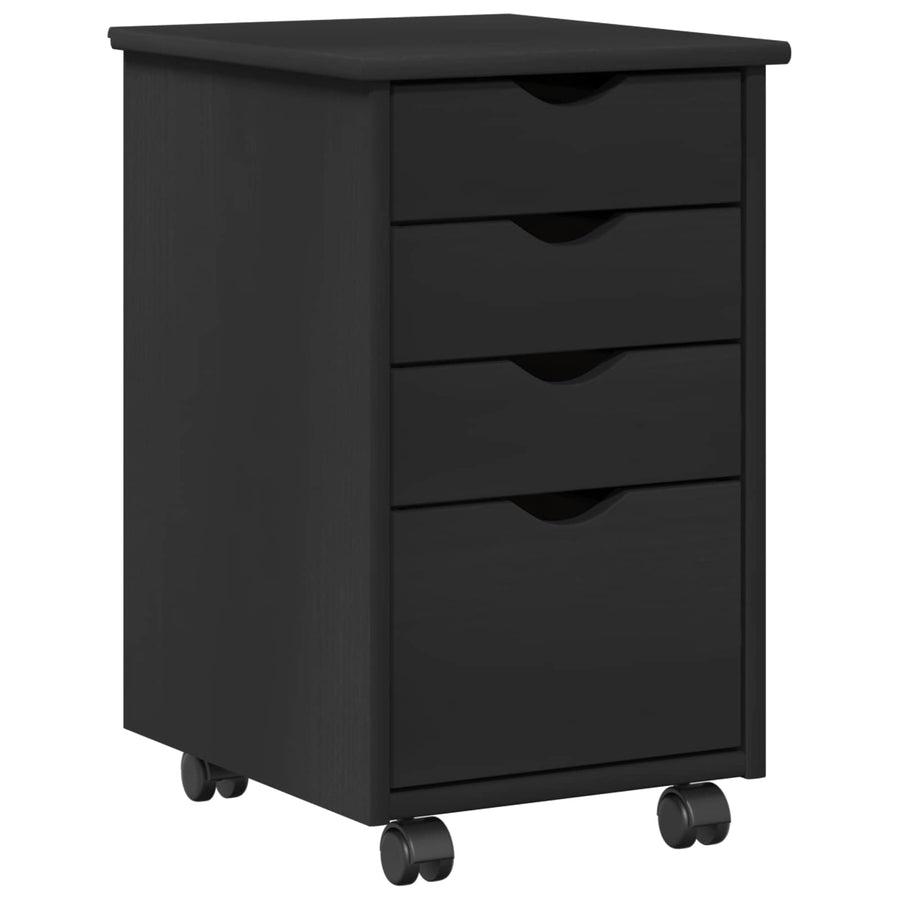 Rolling Kast met wiel Zwart 34 x 39 x 56 cm Massief Vurenhout