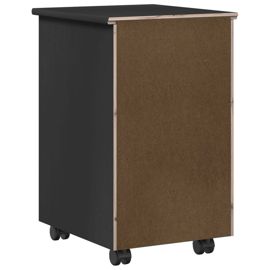 Rolling Kast met wiel Zwart 34 x 39 x 56 cm Massief Vurenhout