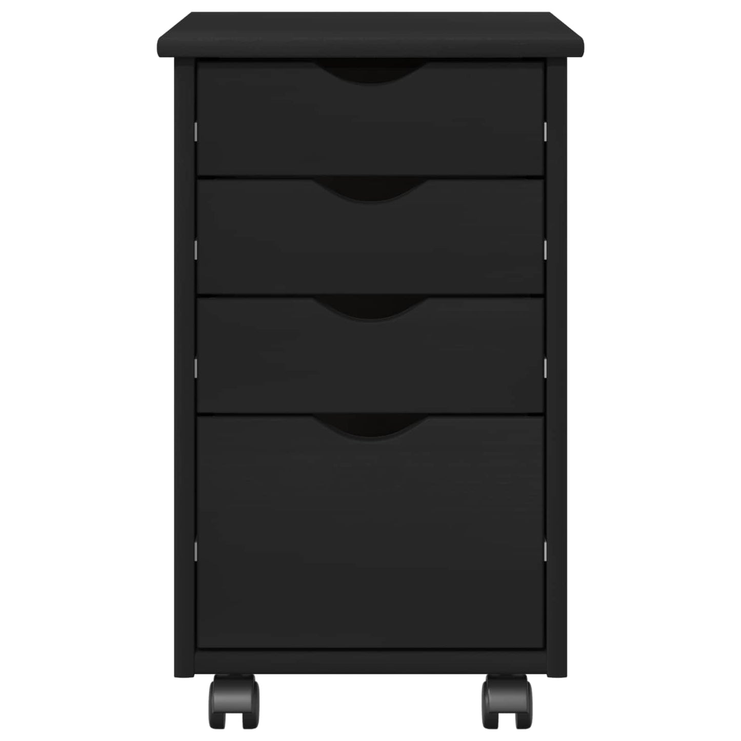 Rolling Kast met wiel Zwart 34 x 39 x 56 cm Massief Vurenhout