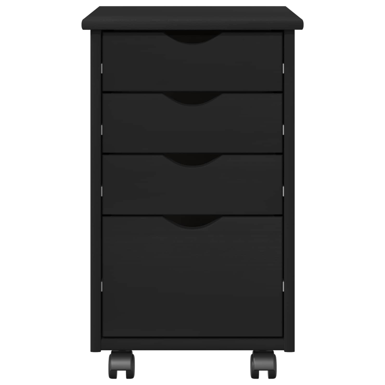 Rolling Kast met wiel Zwart 34 x 39 x 56 cm Massief Vurenhout