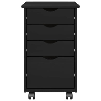 Rolling Kast met wiel Zwart 34 x 39 x 56 cm Massief Vurenhout