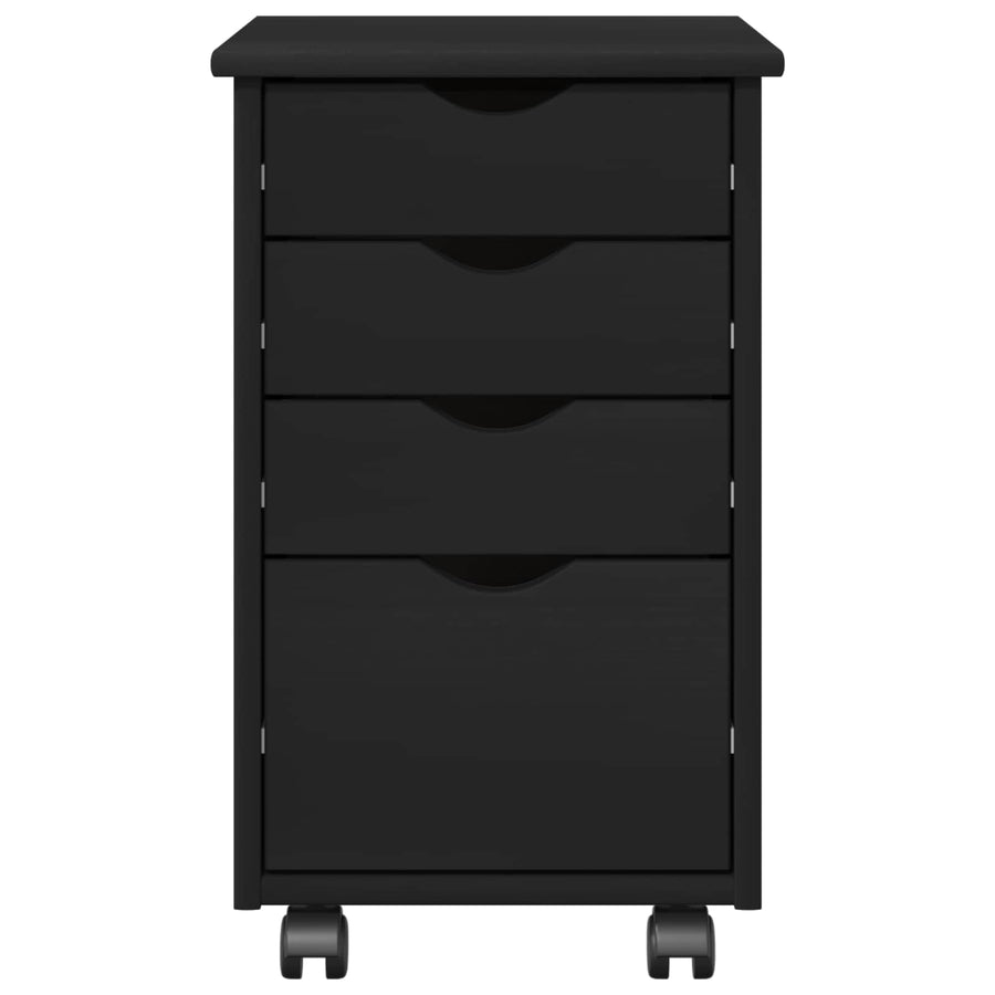 Rolling Kast met wiel Zwart 34 x 39 x 56 cm Massief Vurenhout