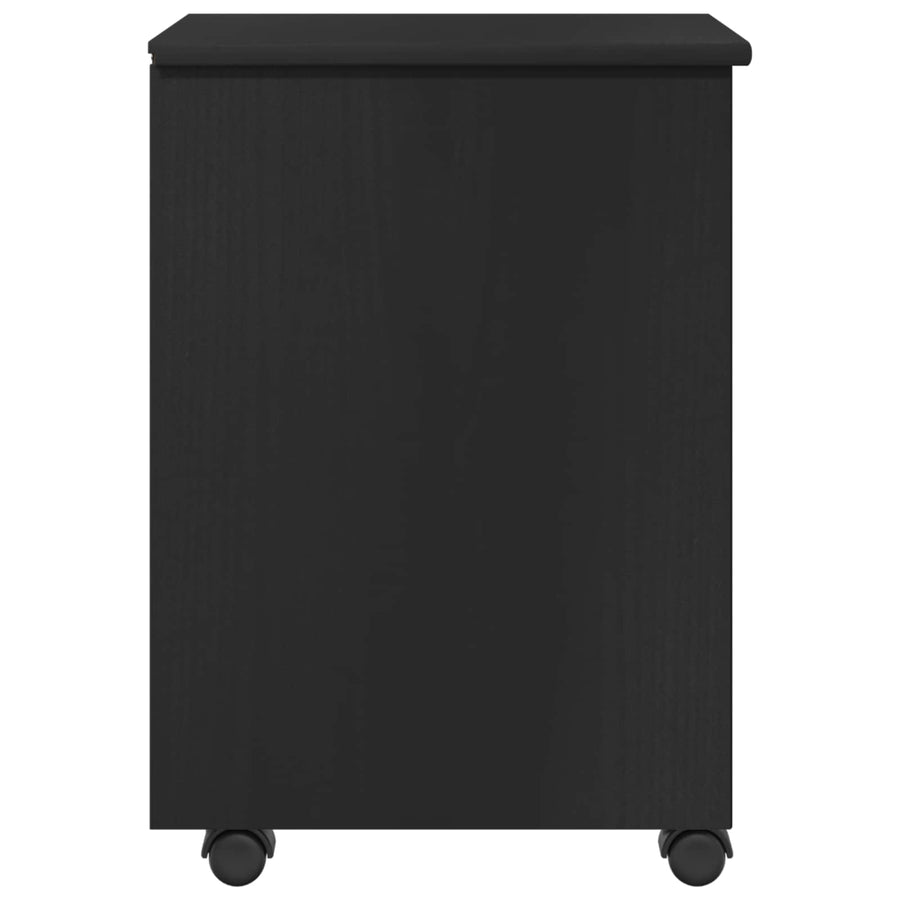 Rolling Kast met wiel Zwart 34 x 39 x 56 cm Massief Vurenhout
