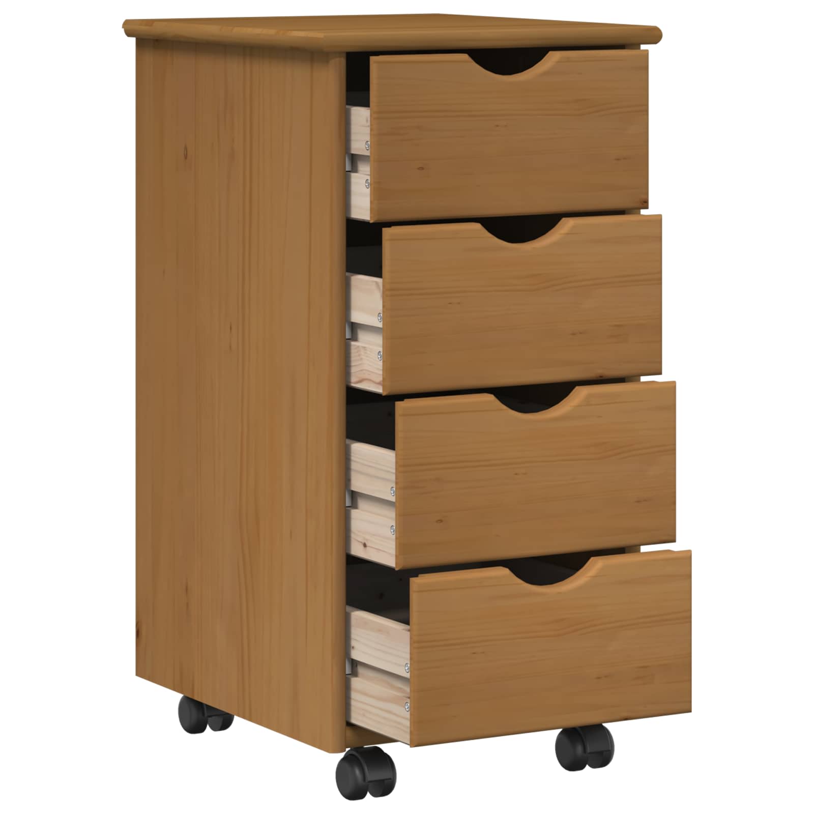 Rolling Kast Honingbruin 34 x 39 x 65,5 cm Massief Vurenhout