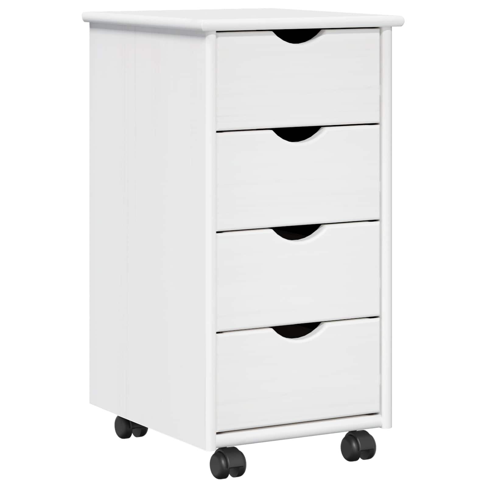 Rolling Kast met wiel Wit 34 x 39 x 65,5 cm Massief Vurenhout