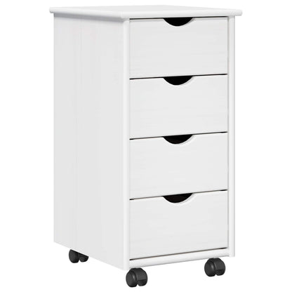 Rolling Kast met wiel Wit 34 x 39 x 65,5 cm Massief Vurenhout
