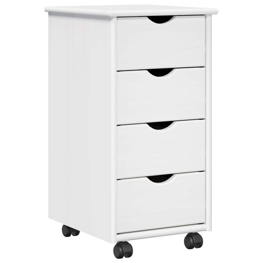 Rolling Kast met wiel Wit 34 x 39 x 65,5 cm Massief Vurenhout
