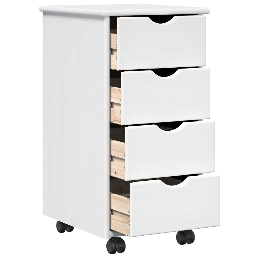 Rolling Kast met wiel Wit 34 x 39 x 65,5 cm Massief Vurenhout