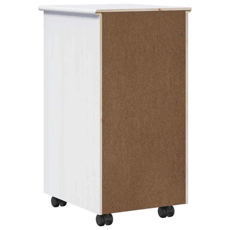 Rolling Kast met wiel Wit 34 x 39 x 65,5 cm Massief Vurenhout