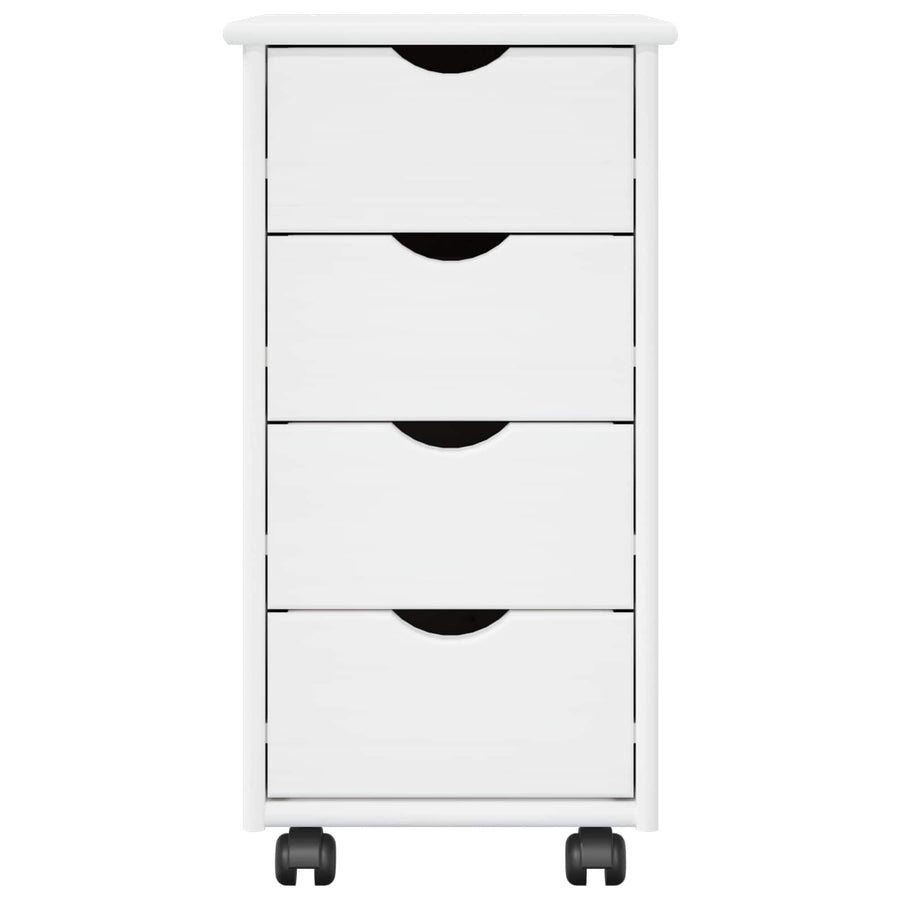 Rolling Kast met wiel Wit 34 x 39 x 65,5 cm Massief Vurenhout