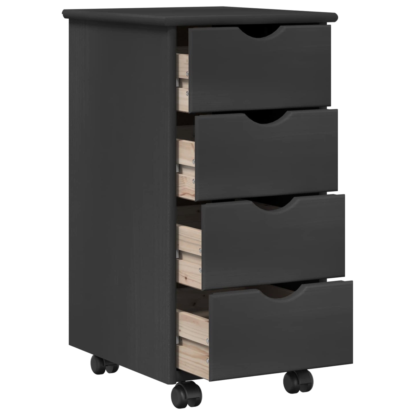 Rolling Kast met wiel Grijs 34 x 39 x 65,5 cm Massief Vurenhout