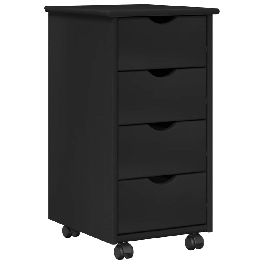 Rolling Kast met wiel Zwart 34 x 39 x 65,5 cm Massief Vurenhout