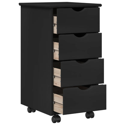 Rolling Kast met wiel Zwart 34 x 39 x 65,5 cm Massief Vurenhout