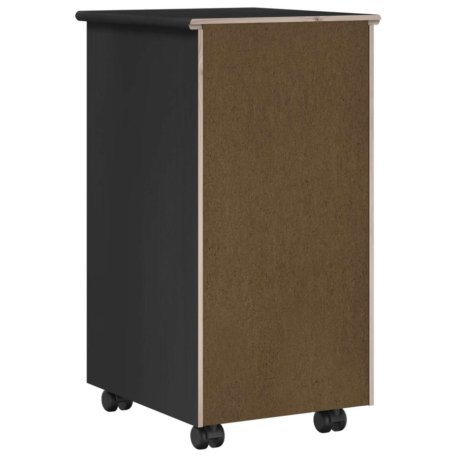 Rolling Kast met wiel Zwart 34 x 39 x 65,5 cm Massief Vurenhout
