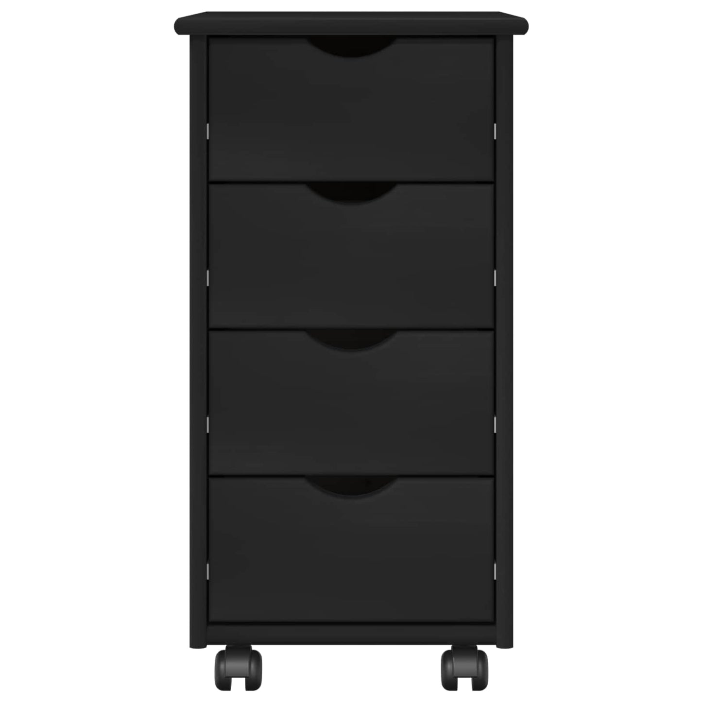 Rolling Kast met wiel Zwart 34 x 39 x 65,5 cm Massief Vurenhout