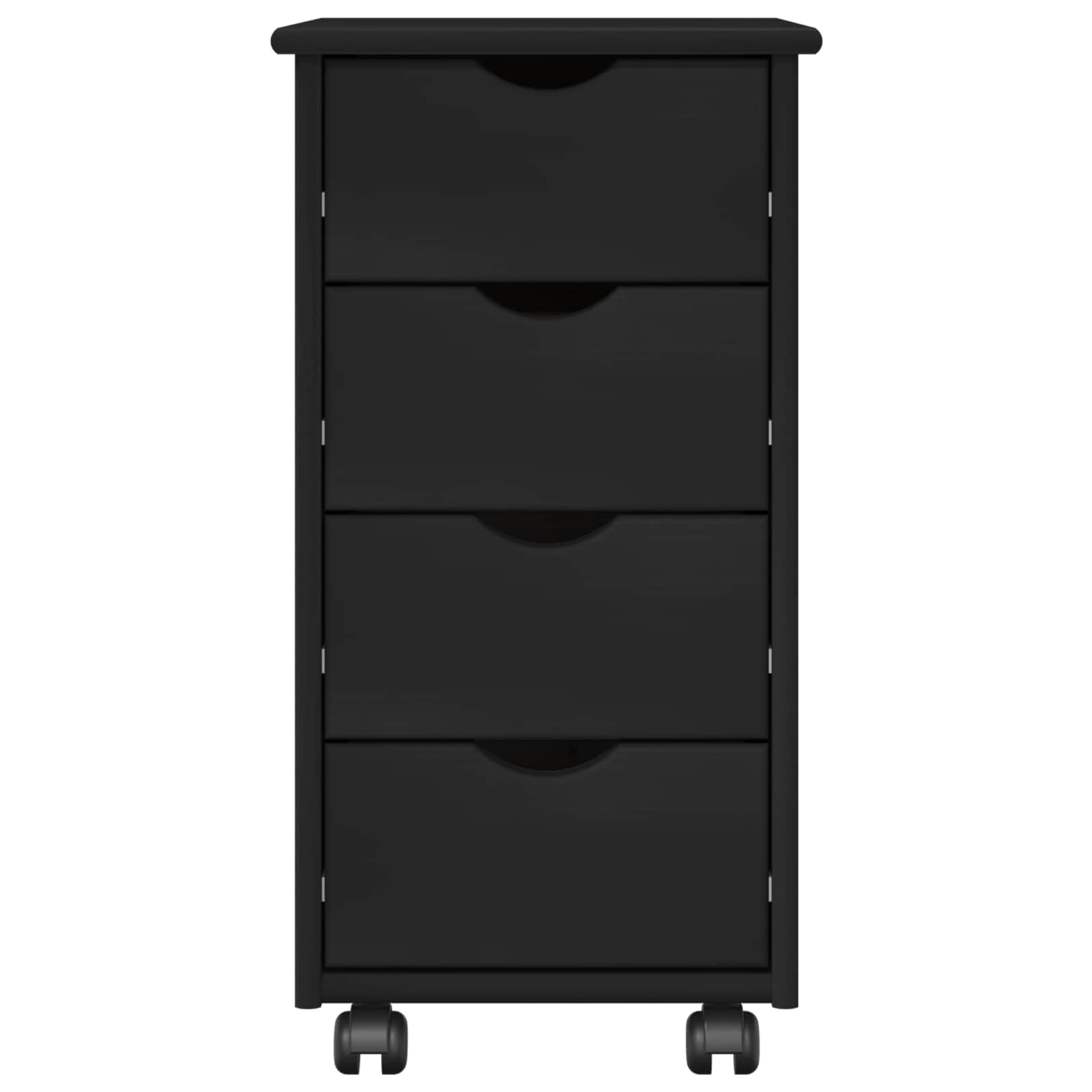 Rolling Kast met wiel Zwart 34 x 39 x 65,5 cm Massief Vurenhout