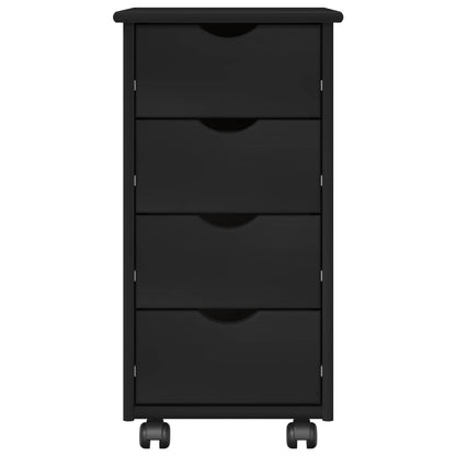 Rolling Kast met wiel Zwart 34 x 39 x 65,5 cm Massief Vurenhout