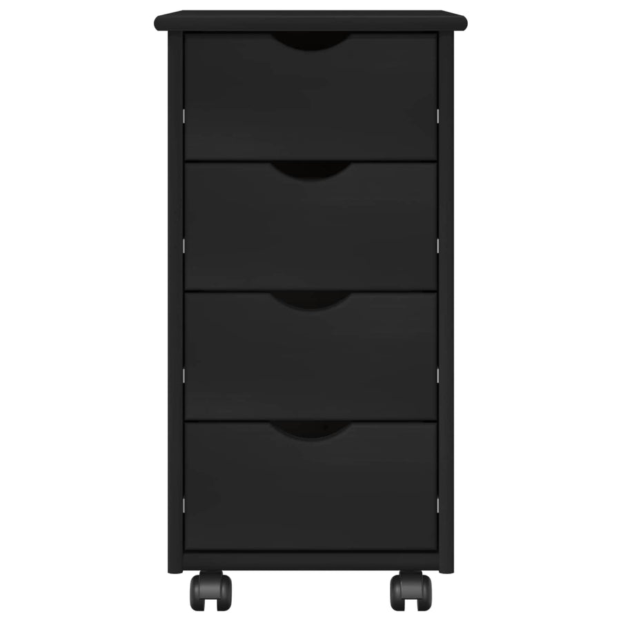 Rolling Kast met wiel Zwart 34 x 39 x 65,5 cm Massief Vurenhout
