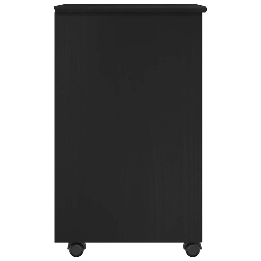 Rolling Kast met wiel Zwart 34 x 39 x 65,5 cm Massief Vurenhout