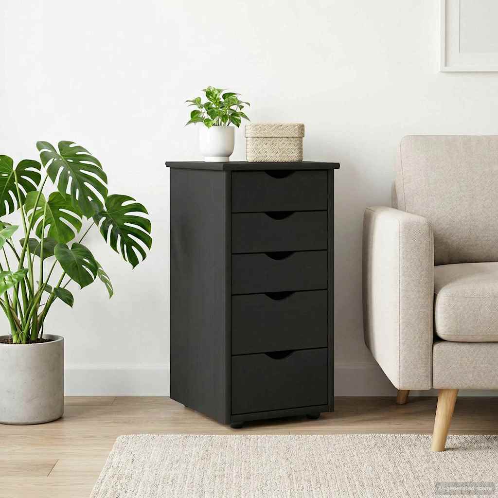 Kast Zwart 34 x 39 x 61,5 cm Massief Vurenhout