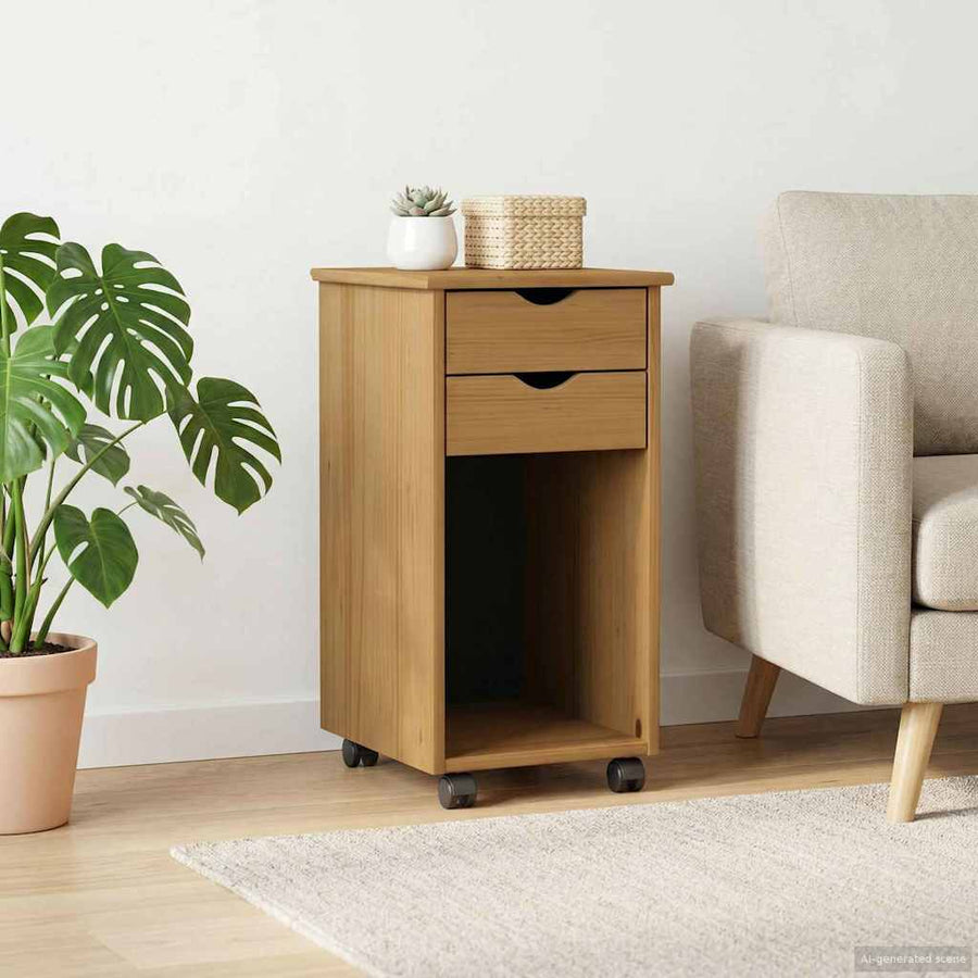 Rolling Kast HoningBruin 34 x 39 x 65,5 cm Massief grenenhout