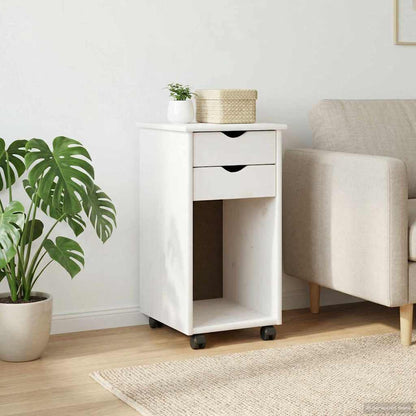 Rolling Kast met wiel Wit 34 x 39 x 65,5 cm Massief grenenhout