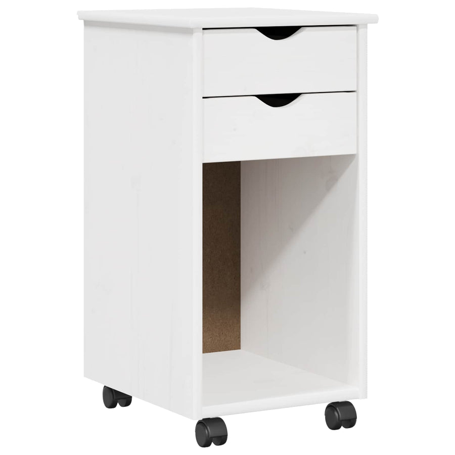 Rolling Kast met wiel Wit 34 x 39 x 65,5 cm Massief grenenhout