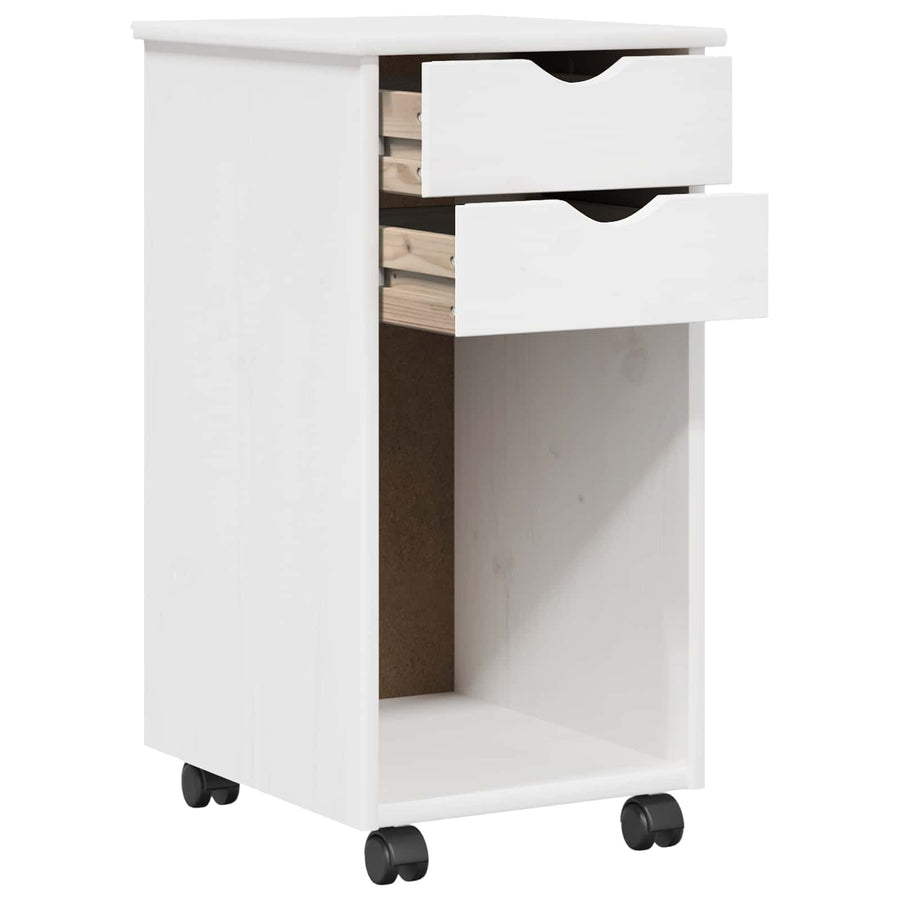 Rolling Kast met wiel Wit 34 x 39 x 65,5 cm Massief grenenhout