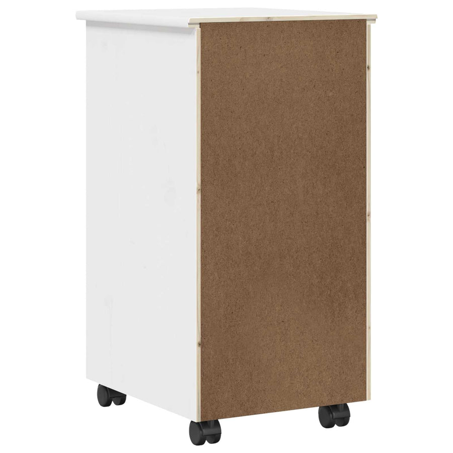 Rolling Kast met wiel Wit 34 x 39 x 65,5 cm Massief grenenhout