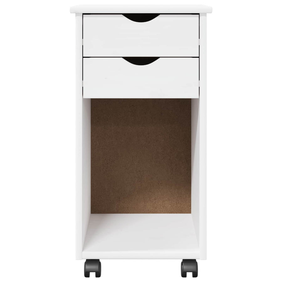 Rolling Kast met wiel Wit 34 x 39 x 65,5 cm Massief grenenhout