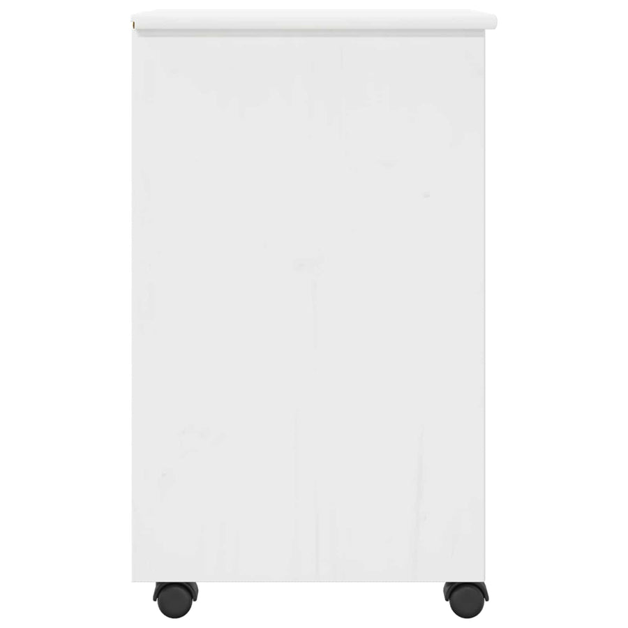 Rolling Kast met wiel Wit 34 x 39 x 65,5 cm Massief grenenhout