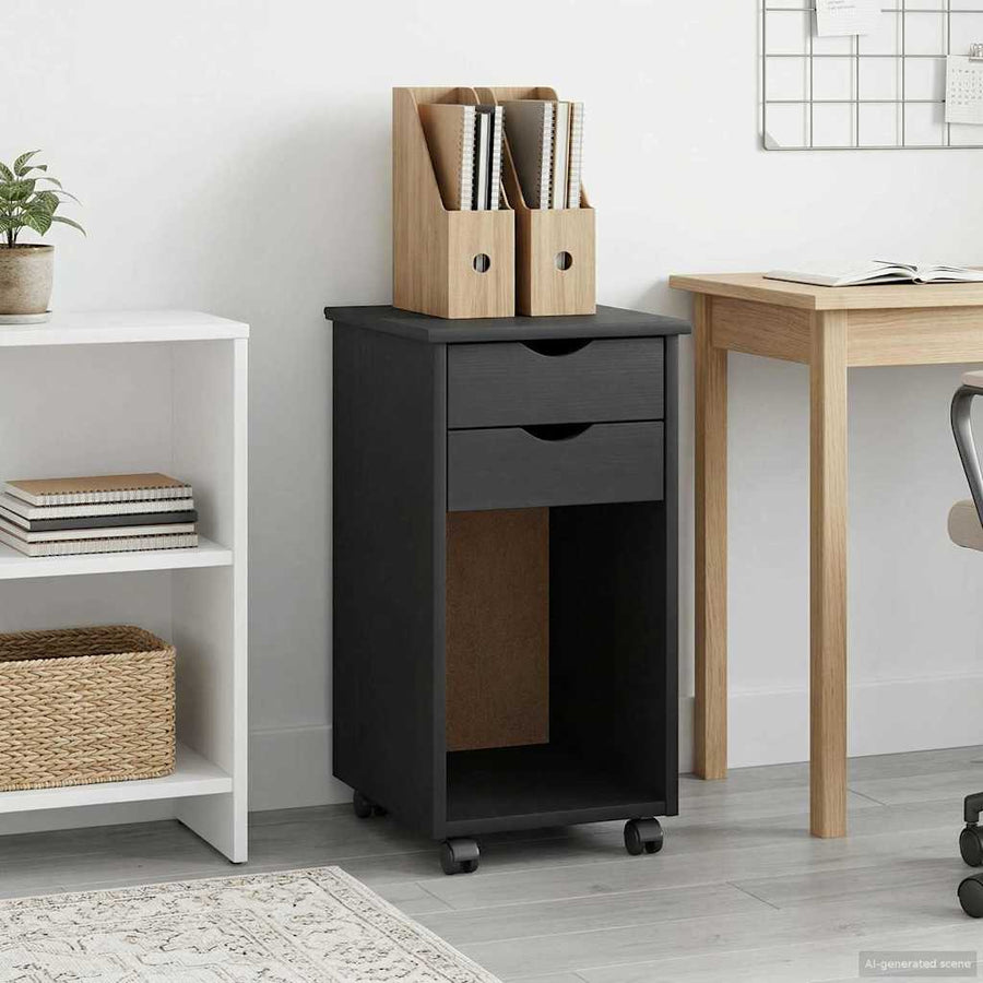 Rolling Kast Grijs 34 x 39 x 65,5 cm Massief grenenhout
