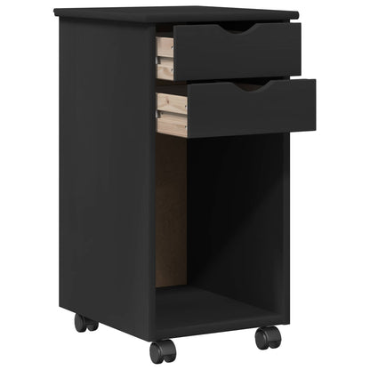 Rolling Kast Zwart 34 x 39 x 65,5 cm Massief grenenhout
