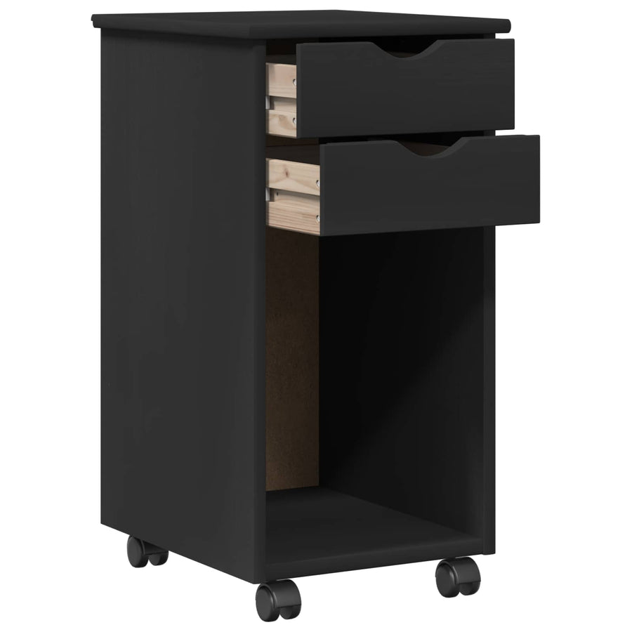 Rolling Kast Zwart 34 x 39 x 65,5 cm Massief grenenhout
