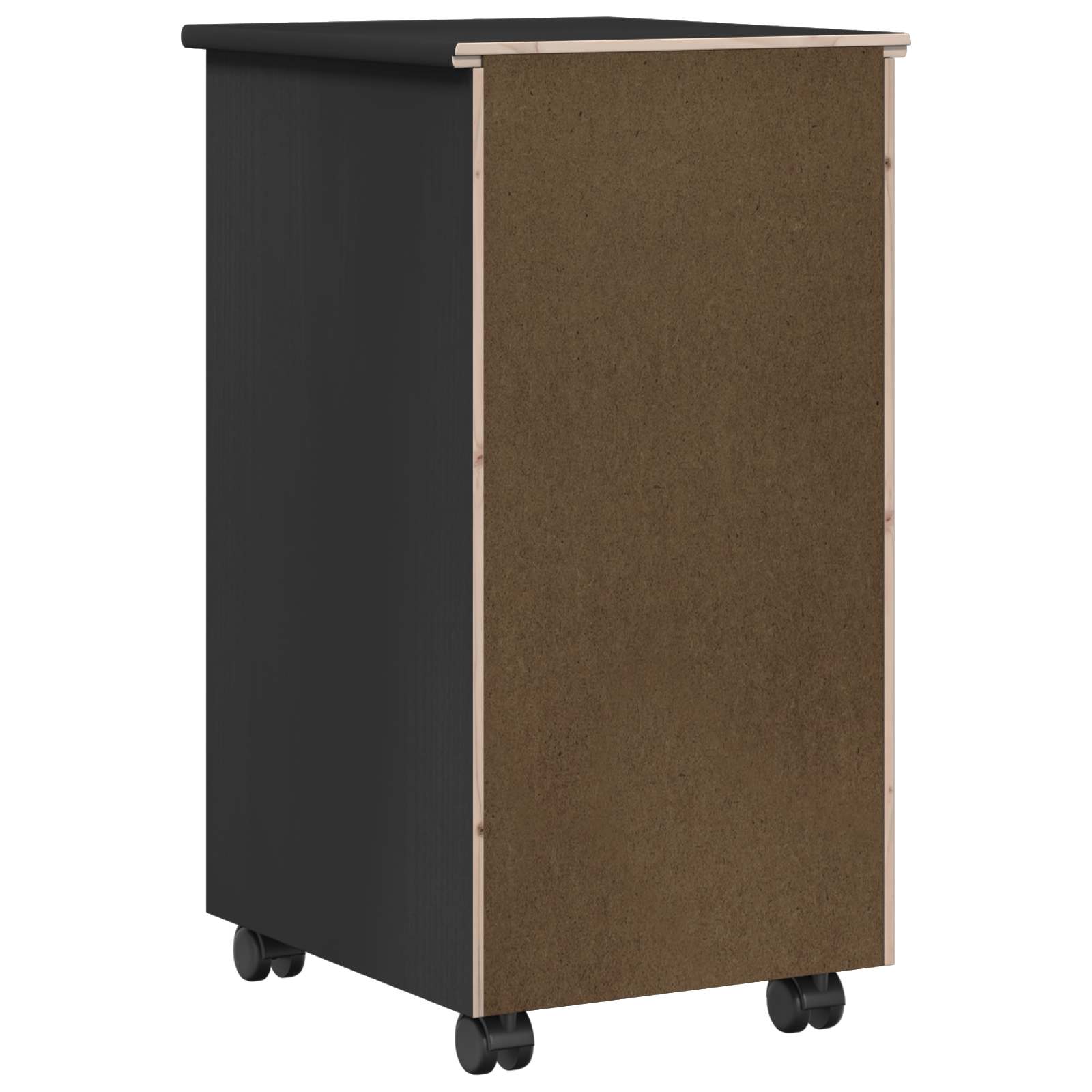Rolling Kast Zwart 34 x 39 x 65,5 cm Massief grenenhout