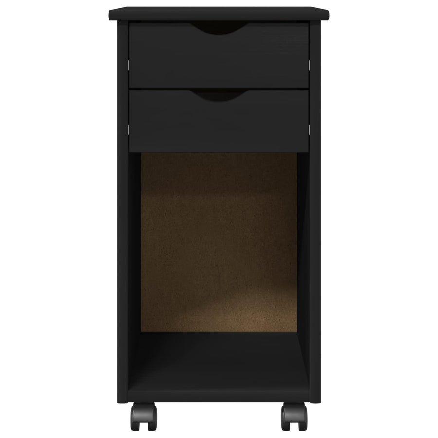Rolling Kast Zwart 34 x 39 x 65,5 cm Massief grenenhout