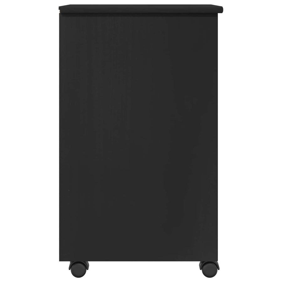 Rolling Kast Zwart 34 x 39 x 65,5 cm Massief grenenhout