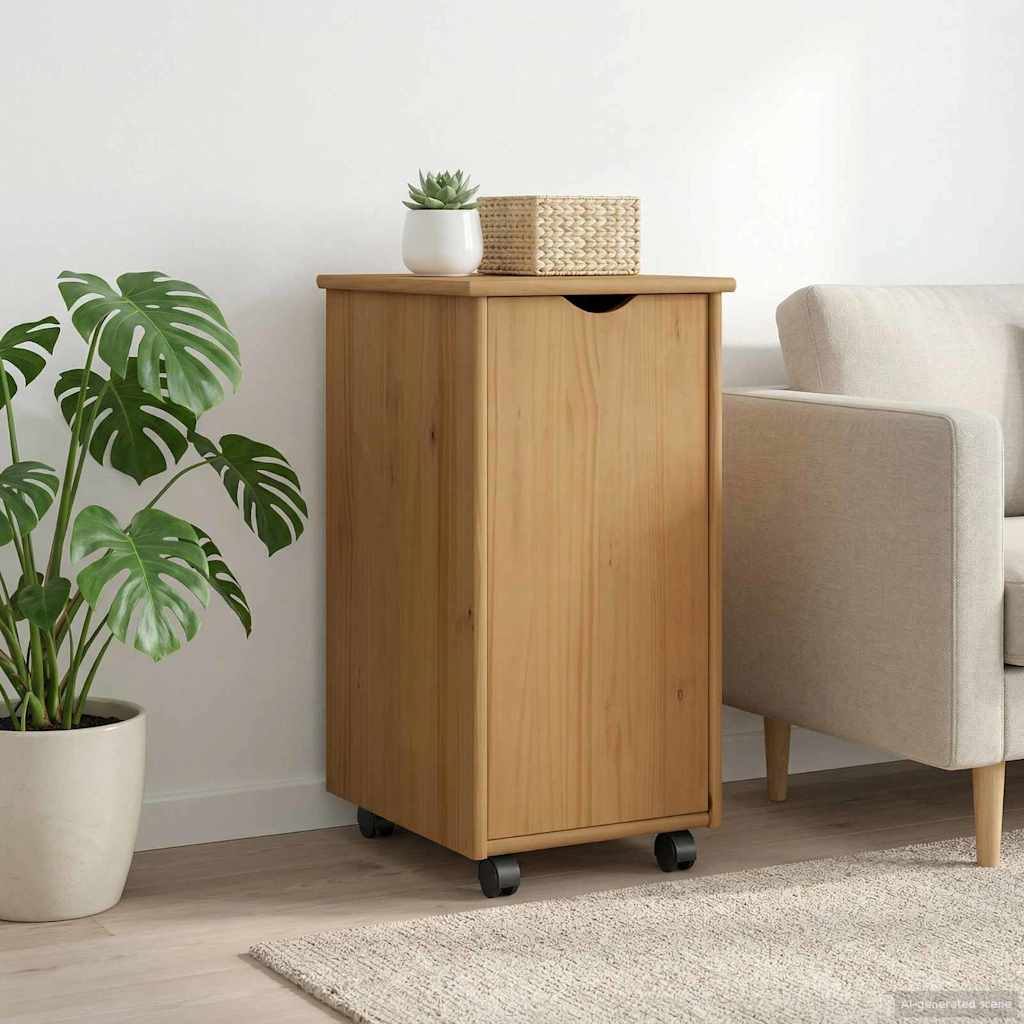 Rolling Kast Honingbruin 34 x 39 x 65,5 cm Massief Vurenhout