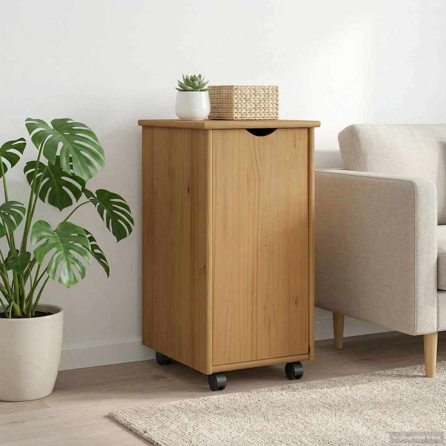 Rolling Kast Honingbruin 34 x 39 x 65,5 cm Massief Vurenhout