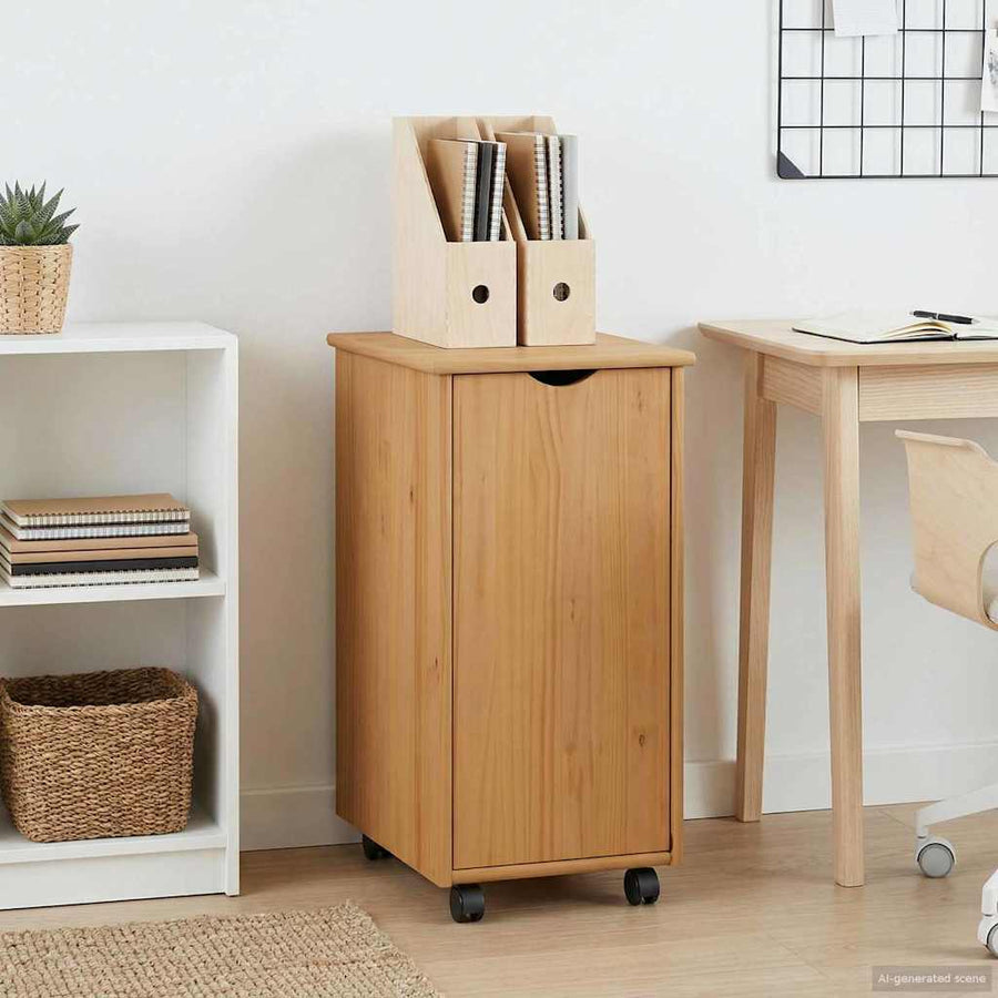 Rolling Kast Honingbruin 34 x 39 x 65,5 cm Massief Vurenhout