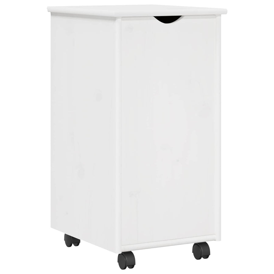 Rolling Kast met wiel Wit 34 x 39 x 65,5 cm Massief Vurenhout